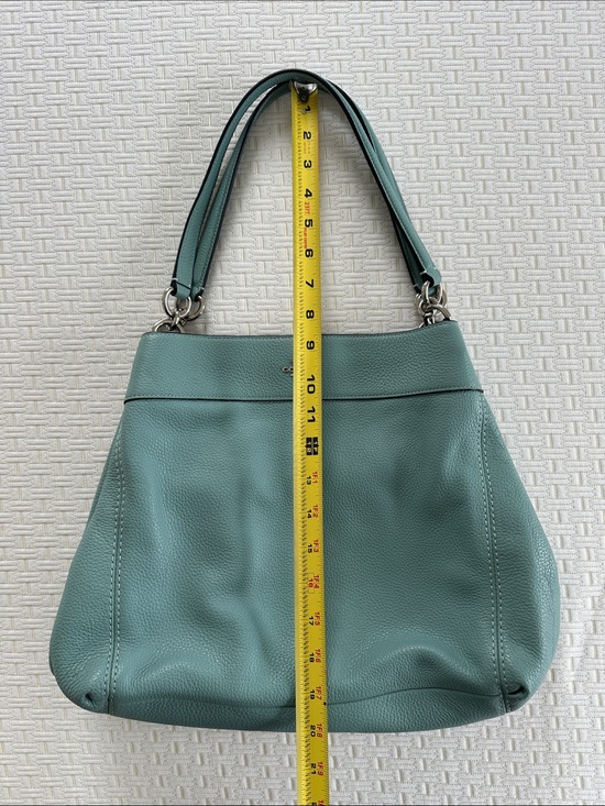 Coach Teal Pebbled Leather Shoulder Tote